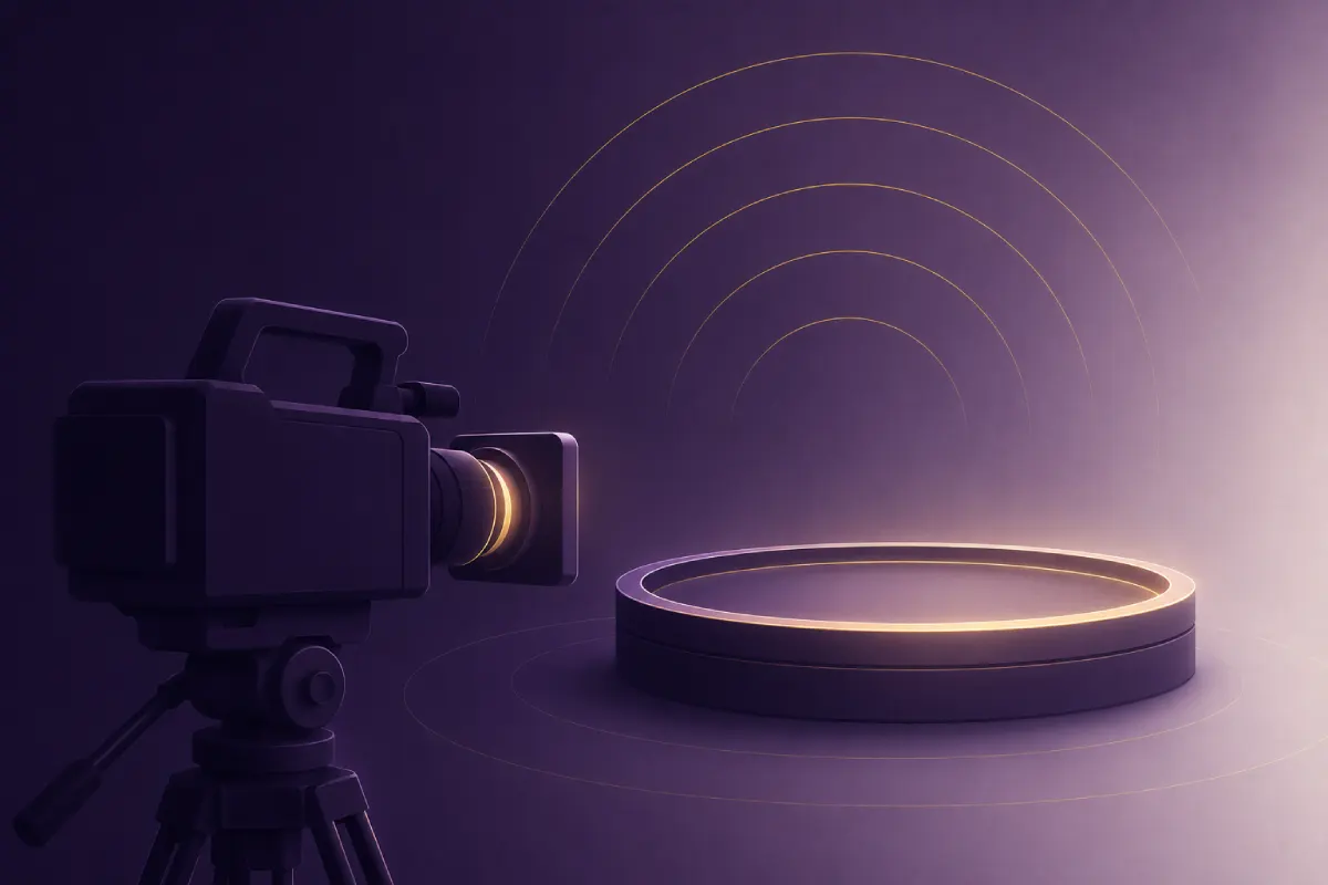 Live casino studio setup met camera en streaming-signaal